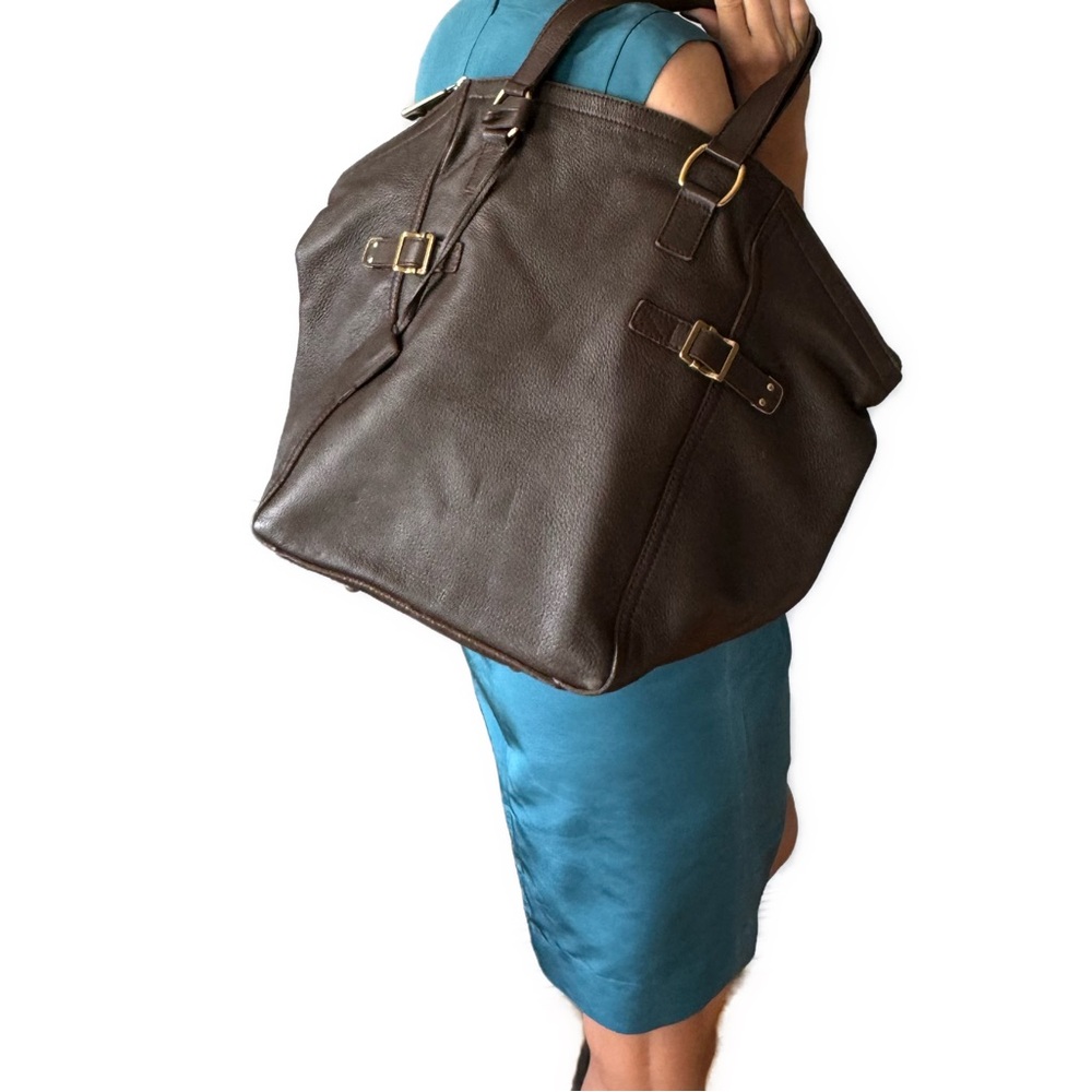 Saint Laurent Rive Gauche Downtown Tote Bag XL Hand Bag Dark Brown Women's Auth - Picture 6 of 9